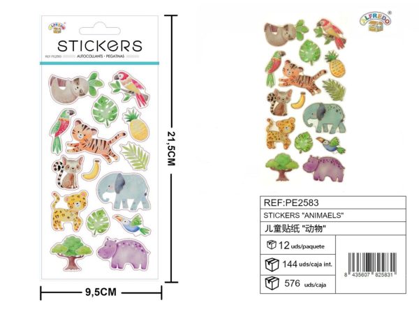 Pegatinas "animales" 9.5X21.5CM, decoración infantil