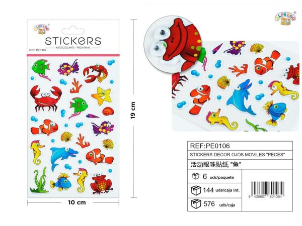 Pegatinas decorativas ojos móviles "peces" 10X19CM, decoración infantil