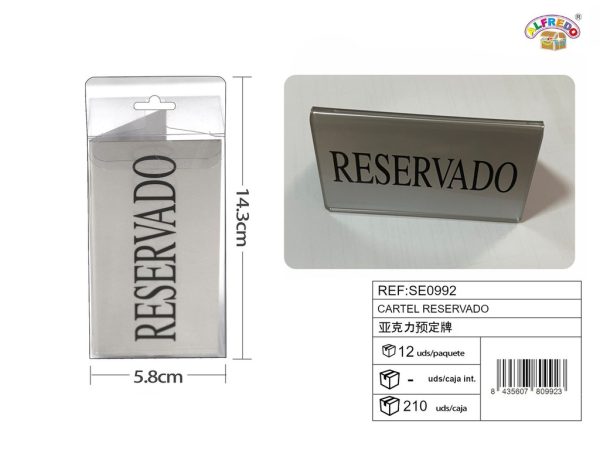 Cartel reservado acrílico - Señales de metal