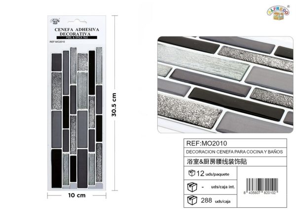 Cenefa decorativa para cocina y baños 10x30,5 cm - Azulejos y decoración