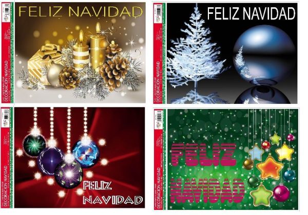 Decor. electro. de navidad "feliz navidad" (4 modelos) 29x41 cm - Decoración navideña