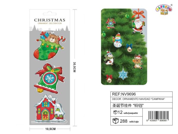 Decor. ornamento navidad "campana navidad" 10.5x30.5 cm - Adornos navideños