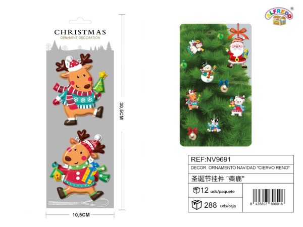 Decor. ornamento navidad "ciervo reno" 10.5x30.5 cm - Adornos navideños