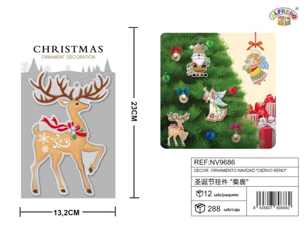 Decor. ornamento navidad "ciervo reno" 13.2x23 cm - Adornos navideños