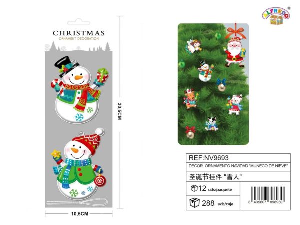 Decor. ornamento navidad "muñeco de nieve" 10.5x30.5 cm - Adornos navideños