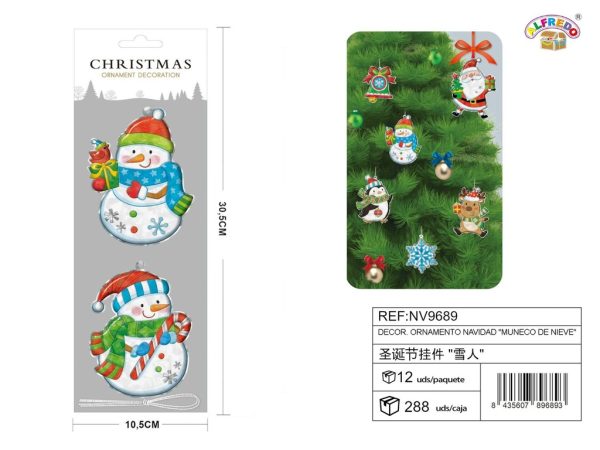 Decor. ornamento navidad "muñeco de nieve" 10.5x30.5 cm - Adornos navideños - Imagen 2