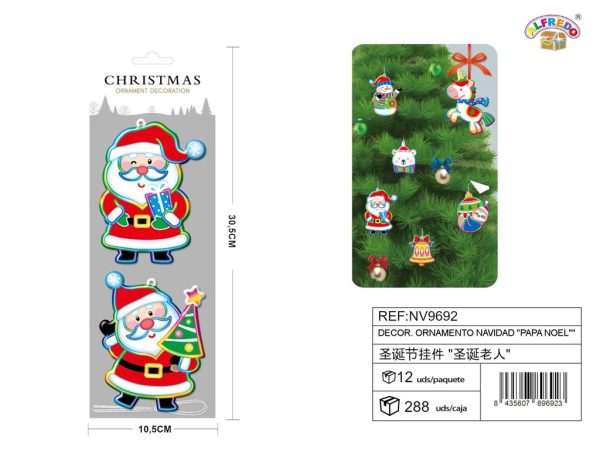 Decor. ornamento navidad "papá noel" 10.5x30.5 cm - Adornos navideños - Imagen 2