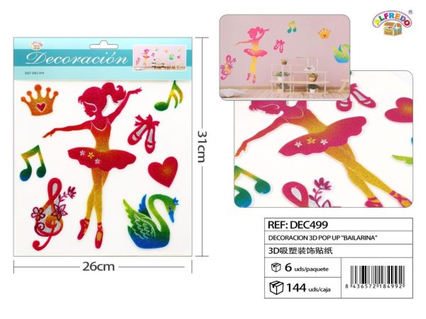 Decoración 3D Pop Up "Bailarina" 26x31 cm - Decoraciones infantiles