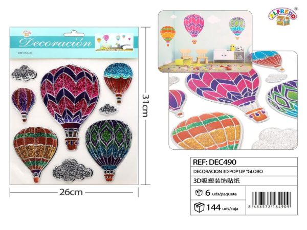 Decoración 3D Pop Up "Globo Aerostático" 26x31 cm - Decoraciones infantiles