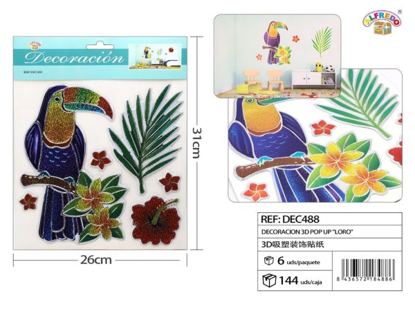 Decoración 3D Pop Up "Loro" 26x31 cm - Decoraciones infantiles
