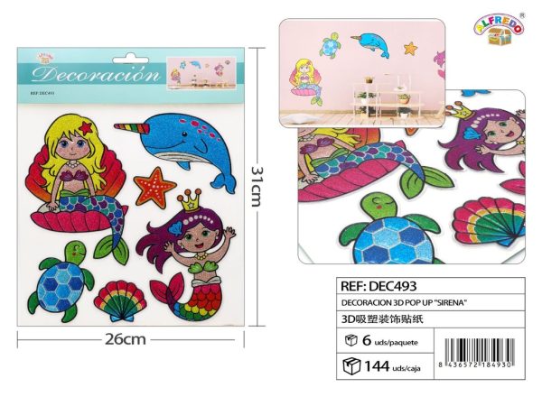Decoración 3D Pop Up "Sirena" 26x31 cm - Decoraciones infantiles