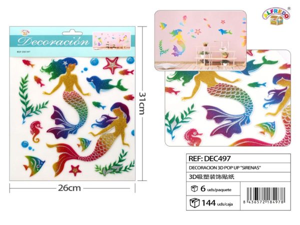 Decoración 3D Pop Up "Sirenas" 26x31 cm - Decoraciones infantiles