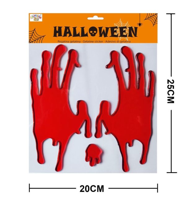 Decoración Halloween gel "Manos" 20x25 cm - Decoraciones de Halloween