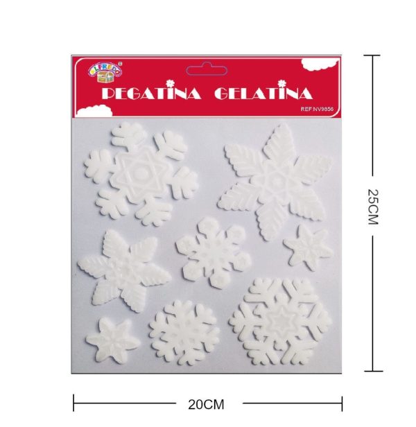 Decoración Navidad gel "Copo de nieve" color blanco 20x25cm - Adorno navideño