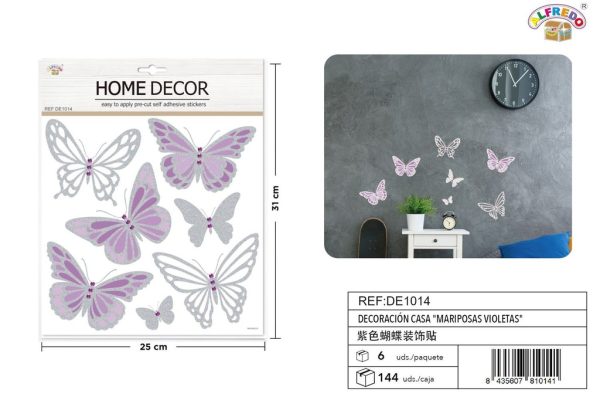 Decoración casa "Mariposas violetas" 25x31cm - Decoraciones para el hogar