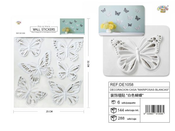 Decoración de casa "Mariposas Blancas" 25x31 cm - Adornos decorativos