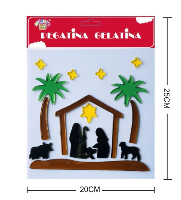 Decoración de gelatina de Navidad "Portal de Belén" 20x25cm para ventanas y paredes