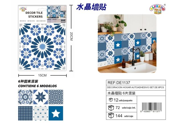 Decoración de pared autoadhesiva set de 6pcs 15x15cm - Adhesivos - Imagen 2