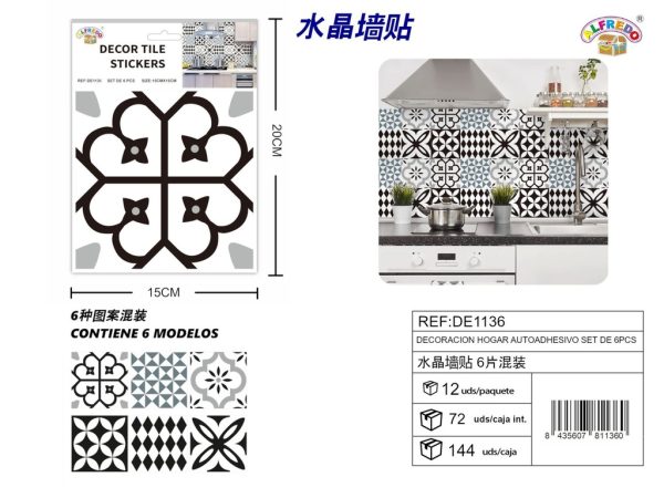 Decoración de pared autoadhesiva set de 6pcs 15x15cm - Adhesivos - Imagen 3