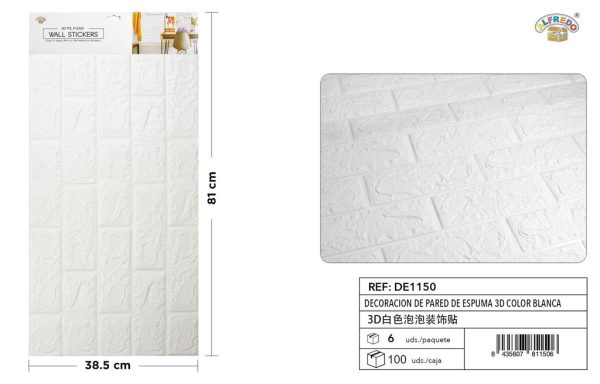 Decoración de pared de espuma 3D color blanco 38.5x81cm - Decoración para el hogar