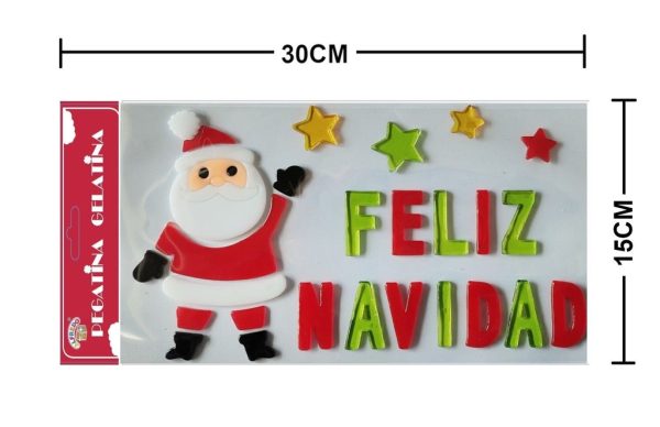 Decoración gel Navidad "Feliz Navidad" 15x30cm - Adorno navideño para fiestas