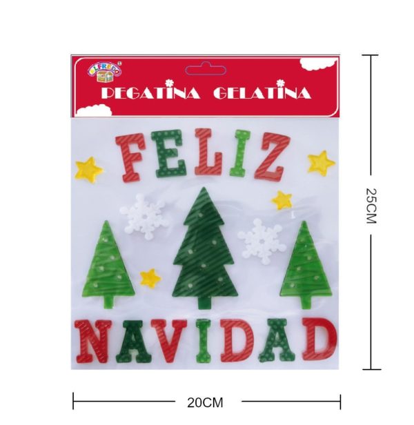 Decoración gel Navidad "Feliz Navidad" 20x25cm - Adorno navideño - Imagen 2