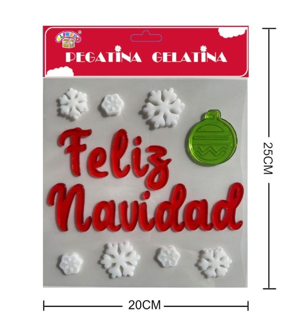 Decoración gel Navidad "Feliz Navidad" 20x25cm - Adorno navideño para fiestas