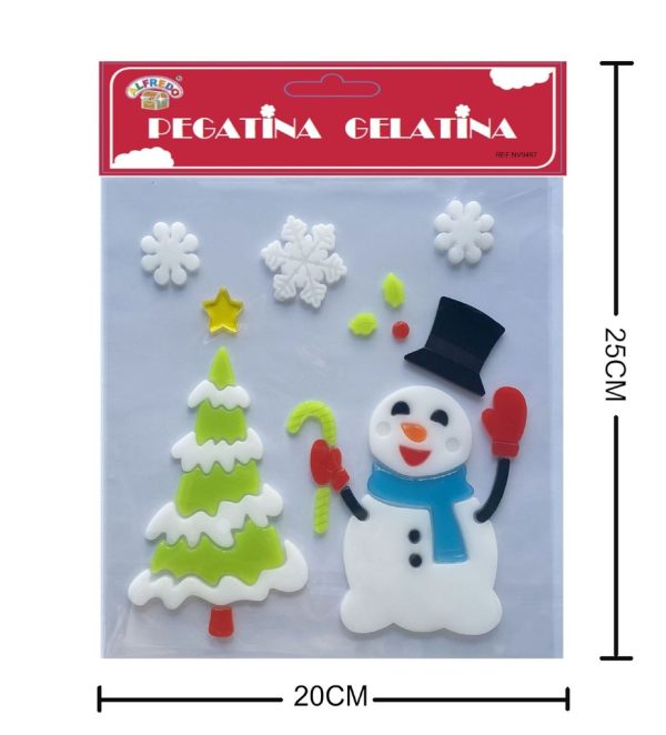 Decoración gel Navidad "Muñeco de nieve" 20x25cm - Adorno navideño