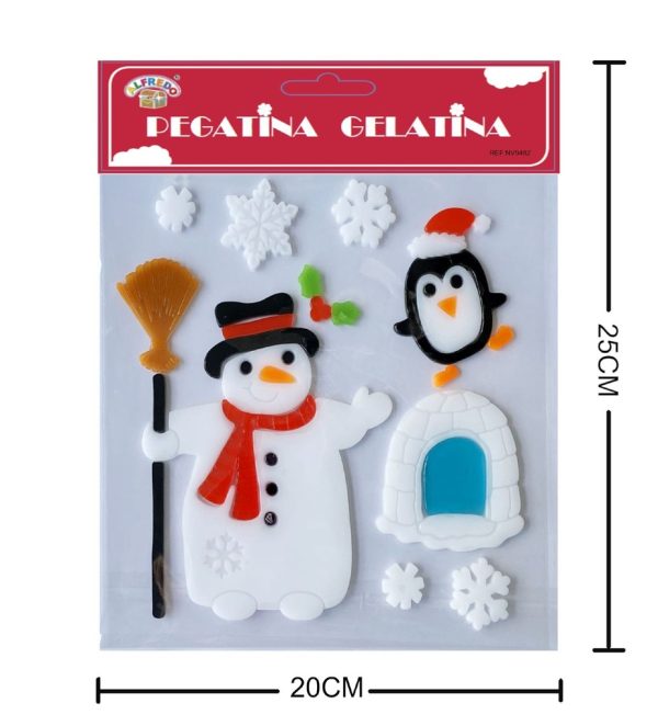 Decoración gel Navidad "Muñeco de nieve" 20x25cm - Adorno navideño - Imagen 2
