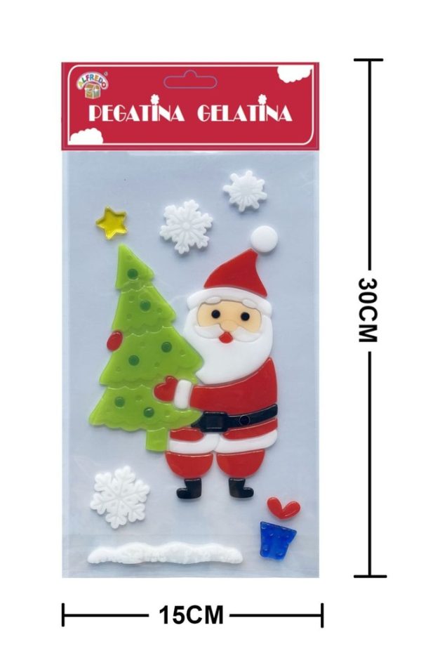 Decoración gel Navidad "Papá Noel" 15x30cm - Adorno navideño