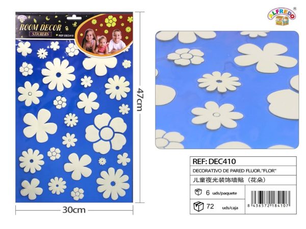 Decorativo de pared fluorescente "Flor" 30x47cm fosforescente