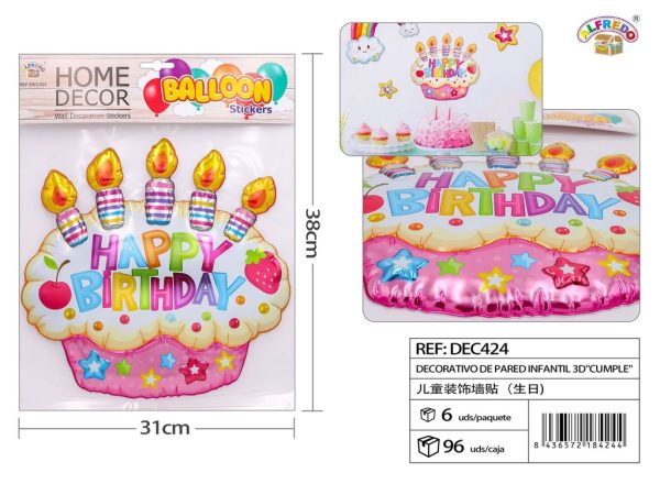 Decorativo de pared infantil 3D "Cumple" 31x38 cm - Decoraciones infantiles