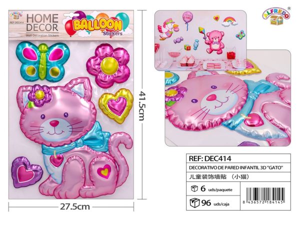Decorativo de pared infantil 3D "Gato" 27.5x41.5 cm - Decoraciones infantiles