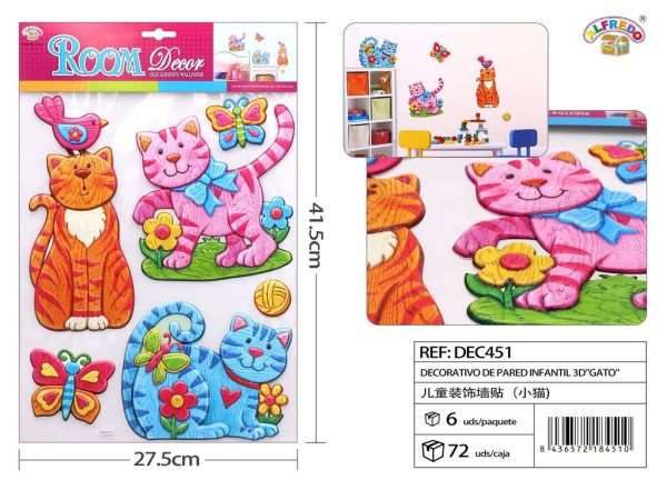 Decorativo de pared infantil 3D "Gato" 27.5x41.5 cm - Decoraciones infantiles - Imagen 2