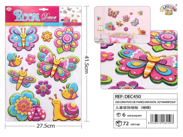 Decorativo de pared infantil 3D "Mariposa" 27.5x41.5 cm - Decoraciones infantiles