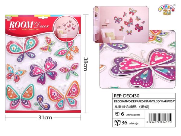 Decorativo de pared infantil 3D "Mariposa" 31X38 cm - Decoración infantil