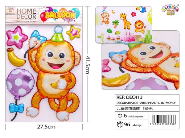 Decorativo de pared infantil 3D "Mono" 27.5x41.5 cm - Decoraciones infantiles