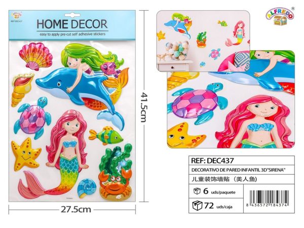 Decorativo de pared infantil 3D "Sirena" 27.5x41.5 cm - Decoraciones infantiles