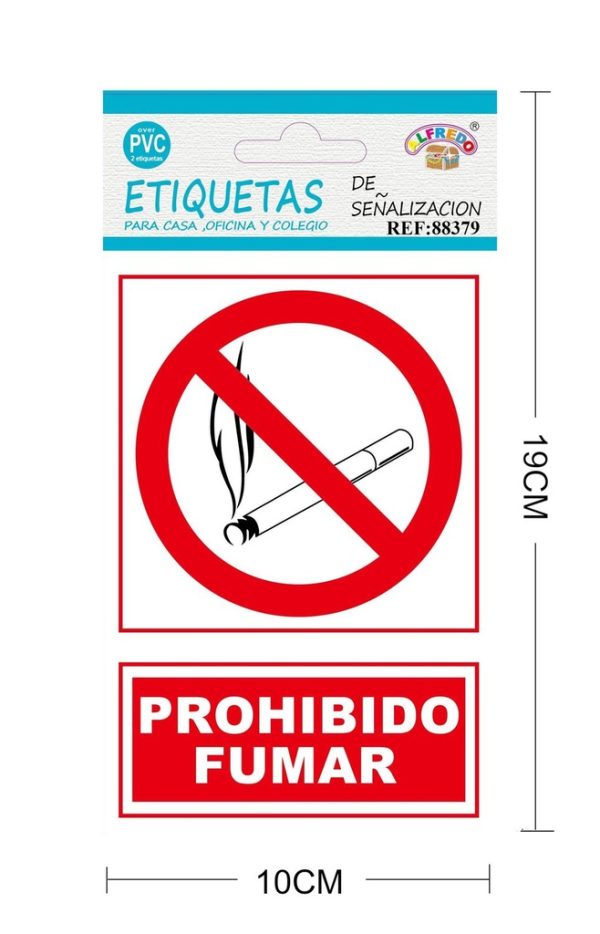 Etiquetas "Prohibido fumar" 10 x 19 cm - Señalización PVC
