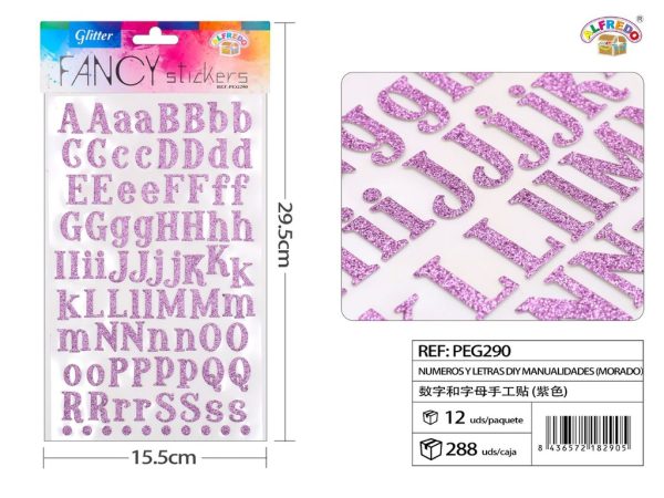 Números y letras DIY manualidades (morado) 15.5x29.5cm - Materiales de manualidades