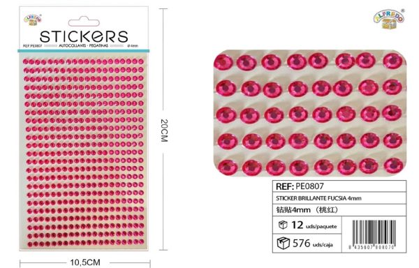 Pegatina brillante fucsia 4mm 10.5x20cm para manualidades y decoración