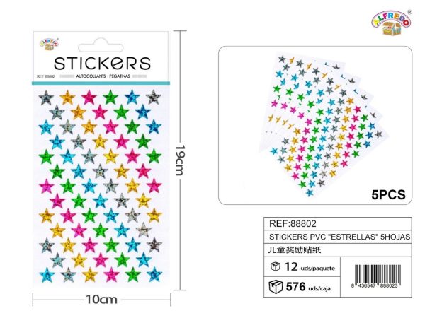 Pegatinas PVC "Estrellas" 5 hojas 10 x 19 cm - Decoración