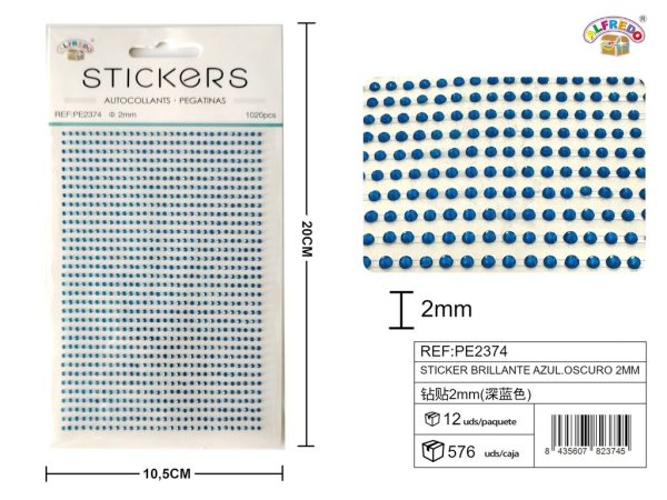 Pegatinas brillantes azul oscuro 2 mm, 1020 piezas 10 x 20 cm - Decoración