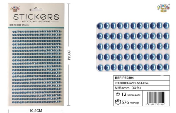 Pegatinas brillantes azules 4 mm 10 x 20 cm - Decoración