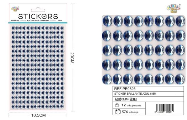 Pegatinas brillantes azules 6 mm 10 x 20 cm - Decoración
