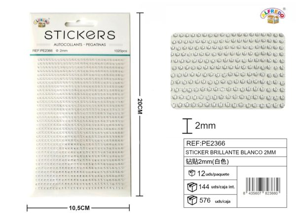 Pegatinas brillantes blancas 2 mm, 1020 piezas 10 x 20 cm - Decoración