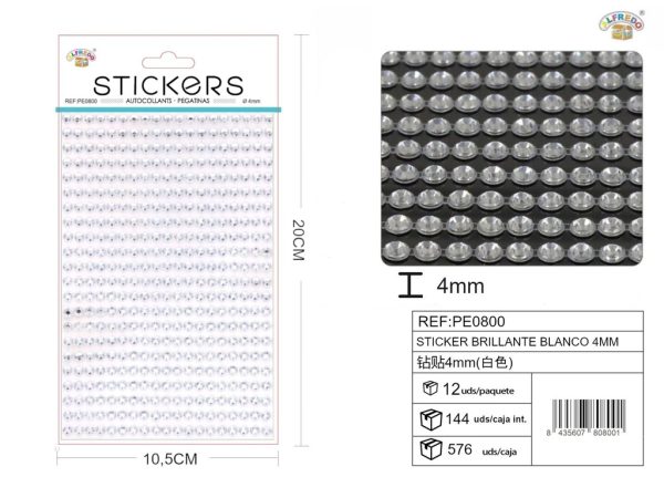Pegatinas brillantes blancas 4 mm, 560 piezas 10 x 20 cm - Decoración