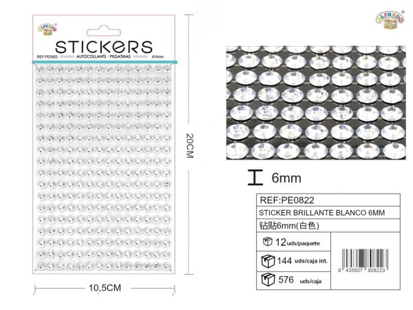 Pegatinas brillantes blancas 6 mm, 260 piezas 10 x 20 cm - Decoración