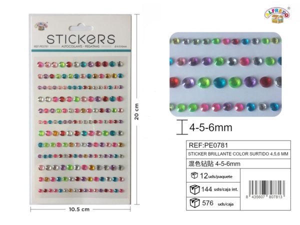 Pegatinas brillantes color surtido 4,5,6 mm - Adornos decorativos