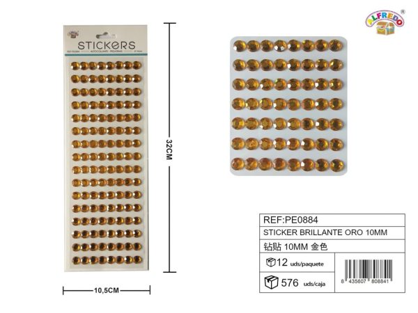 Pegatinas brillantes doradas 10 mm 10,5x32 cm - Adornos decorativos